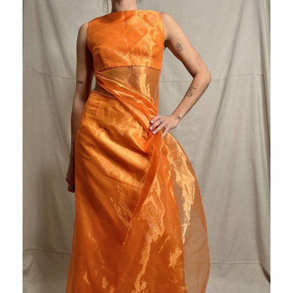 Jessica McClintock for Gunne Sax Millennium 2000 Orange Vintage Two Piece Set - Picture 1 of 13